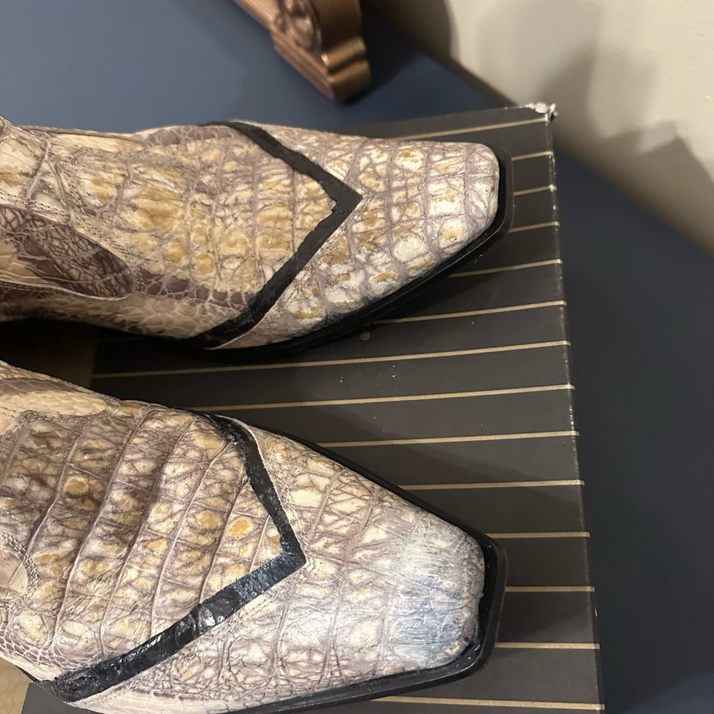Jo ghost Exotic Snakeskin Western Boots in Cream and Brown - Picture 4 of 7
